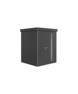 CASETTA DA GIARDINO BIOHORT "NEO 1A" IN ACCIAIO ZINCATO COLORE GRIGIO SCURO METALLIZZATO CON PORTA BATTENTE SEMPLICE 180X180X222 CM - COD. 85003