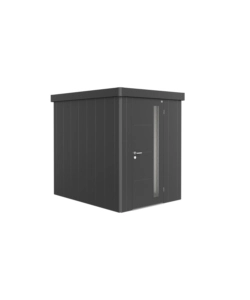 CASETTA DA GIARDINO BIOHORT "NEO 2A" IN ACCIAIO ZINCATO COLORE GRIGIO SCURO METALLIZZATO CON PORTA BATTENTE SEMPLICE 180X236X222 CM - COD. 85006