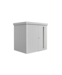 CASETTA DA GIARDINO BIOHORT "NEO 1B" IN ACCIAIO ZINCATO COLORE ARGENTO METALLIZZATO CON PORTA BATTENTE SEMPLICE 236X180X222 CM - COD. 81029