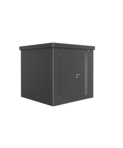 CASETTA DA GIARDINO BIOHORT "NEO 2B" IN ACCIAIO ZINCATO COLORE GRIGIO SCURO METALLIZZATO CON PORTA BATTENTE DOPPIO 236X236X222 CM - COD. 85063