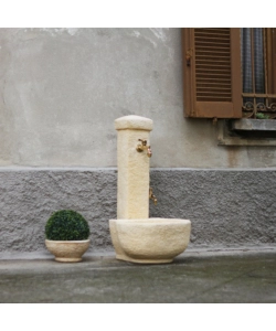 FONTANA VEDOVELLA ANTICATA "CANDELO" COLORE NOCCIOLA CON DOPPIO RUBINETTO -  49X55X104 CM