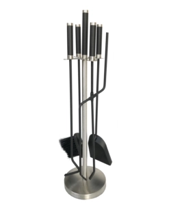 SET 4 ACCESSORI PER CAMINETTO, STUFA A LEGNA E BARBECUE, COMPLETO DI 4 PEZZI CON PALETTA, SCOPA, PINZA E SMUOVI BRACE