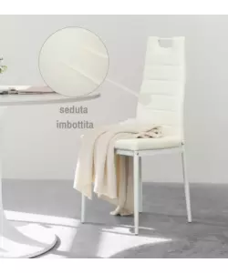 SEDIA DA PRANZO "LANZAROTE" IN ECOPELLE BIANCO 42X49X97 CM