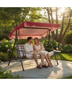 DONDOLO DA GIARDINO A TRE POSTI "IRIS" FANTASIA A RIGHE 208X126X173 CM