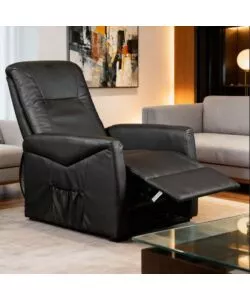 POLTRONA MASSAGGIANTE BELLAHOME "SIENA" CON RECLINER ELETTRICO IN ECOPELLE NERO 75X93X105 CM