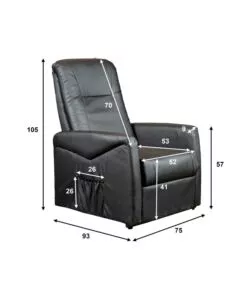 POLTRONA MASSAGGIANTE BELLAHOME "SIENA" CON RECLINER ELETTRICO IN ECOPELLE NERO 75X93X105 CM