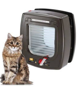 PORTINA PER GATTI FERPLAST "MICROCHIP" CON CHIUSURA 4 VIE E PROTEZIONE ARIA IN PLASTICA MARRONE 22,5X16,2X25,2 CM
