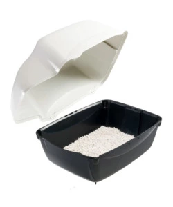 LETTIERA TOILETTE GATTO PER ESTERNO CHIUSA FERPLAST "COSMIC OUTDOOR" GRIGIO E NERO 43,5X73,5X41 CM