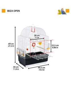 GABBIA PER UCCELLI "IBIZA OPEN" BIANCA,  49,5X30X69 CM - FERPLAST