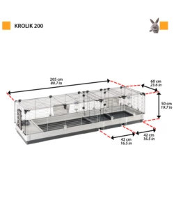 GABBIA PER CONIGLI "KROLIK 200" IN KIT DI MONTAGGIO, 205X60X50 - FERPLAST