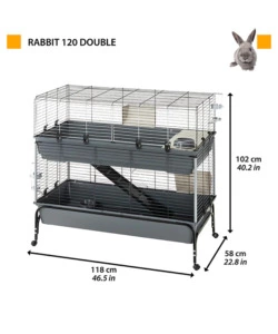 GABBIA PER CONIGILI A DUE PIANI "RABBIT 120 DOUBLE", 118X58X117 CM - FERPLAST