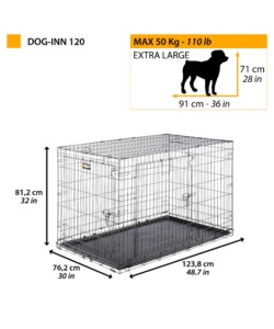 BOX PIEGHEVOLE PER CANI "DOG-INN 120" NERO, 123X76X81 CM