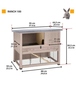 CONIGLIERA IN LEGNO "RANCH 100",  95X64,5X84,5 CM - FERPLAST