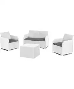 SET DA GIARDINO "ROSALIE LOUNGE" CON DUE POLTRONE, DIVANO 2 POSTI E TAVOLINO COLORE BIANCO - KETER