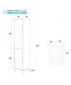 COLONNA PORTA BIANCHERIA BIANCA 40X35X183 CM