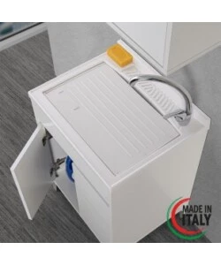 LAVATOIO BIANCO LACCATO 2 ANTE, 60X84X50 CM