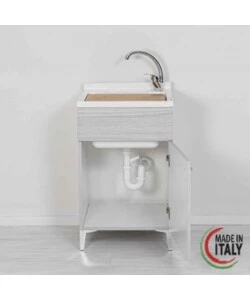 LAVATOIO "SLIM" ROVERE GRIGIO, 50X50X83 CM
