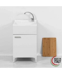 LAVATOIO "SLIM" BIANCO LUCIDO, 50X50X83 CM