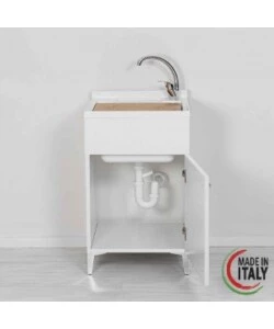 LAVATOIO "SLIM" BIANCO LUCIDO, 50X50X83 CM