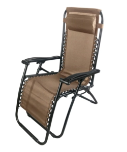 SDRAIO DA GIARDINO MULTIPOSIZIONE CON CUSCINO ESSENZA "SIESTA" IN ACCIAIO E TEXTILENE MARRONE 90X65X110 CM