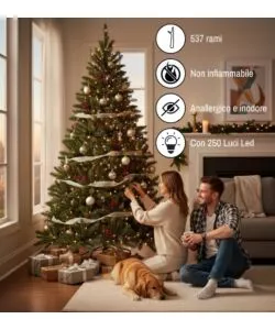 ALBERO DI NATALE ARTIFICIALE XMAS JOY "STELLA" VERDE CON LED INTEGRATI BIANCO CALDO 180 CM