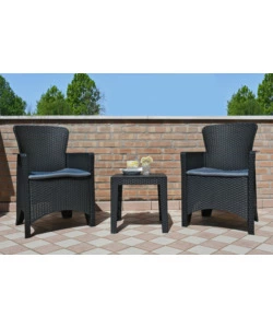 SET DA GIARDINO "CUBA" ANTRACITE, 2 POLTRONE E TAVOLINO