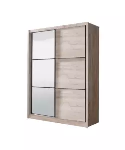ARMADIO 2 ANTE SCORREVOLI "MADRID" CON SPECCHIO EFFETTO QUERCIA 212X61X215 CM