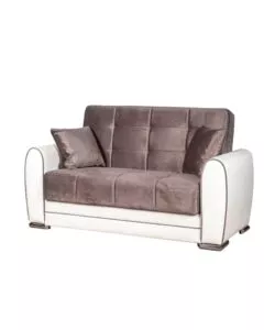 DIVANO LETTO "APOLLO" 2 POSTI IN ECOPELLE GRIGIO E BIANCO, 163X84X91 CM