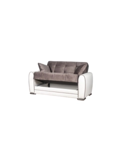 DIVANO LETTO "APOLLO" 2 POSTI IN ECOPELLE GRIGIO E BIANCO, 163X84X91 CM