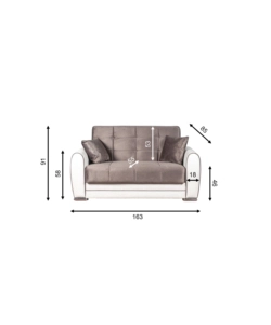 DIVANO LETTO "APOLLO" 2 POSTI IN ECOPELLE GRIGIO E BIANCO, 163X84X91 CM