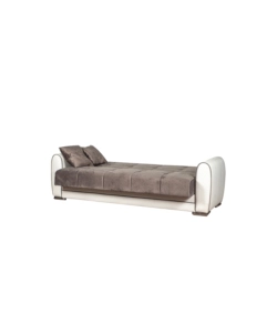 DIVANO LETTO "APOLLO" 3 POSTI IN ECOPELLE GRIGIO E BIANCO, 220X84X91 CM