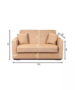 DIVANO LETTO "NORA" 2 POSTI IN TESSUTO BEIGE, 155X80X87 CM