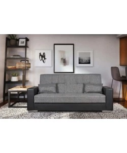 DIVANO LETTO "PADOVA" 3 POSTI NERO E GRIGIO, 230X93X97 CM