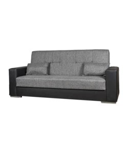 DIVANO LETTO "PADOVA" 3 POSTI NERO E GRIGIO, 230X93X97 CM