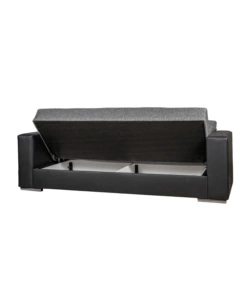 DIVANO LETTO "PADOVA" 3 POSTI NERO E GRIGIO, 230X93X97 CM