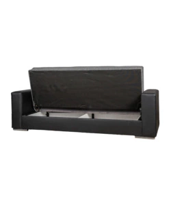DIVANO LETTO "PADOVA" 3 POSTI NERO E GRIGIO, 230X93X97 CM