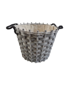 Red Hamper Cesto Per Legna In Vimini Alto Rotondo – Fodera In Iuta – 32x43x49 Cm – Marrone Naturale