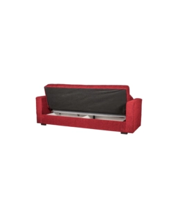 DIVANO LETTO "NORA" 3 POSTI IN TESSUTO ROSSO, 212X80X87 CM