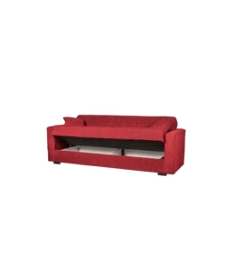 DIVANO LETTO "NORA" 3 POSTI IN TESSUTO ROSSO, 212X80X87 CM