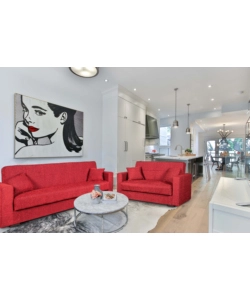 DIVANO LETTO "NORA" 2 POSTI IN TESSUTO ROSSO, 155X80X87 CM