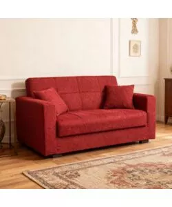DIVANO LETTO "NORA" 2 POSTI IN TESSUTO ROSSO, 155X80X87 CM