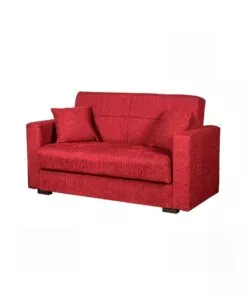 DIVANO LETTO "NORA" 2 POSTI IN TESSUTO ROSSO, 155X80X87 CM