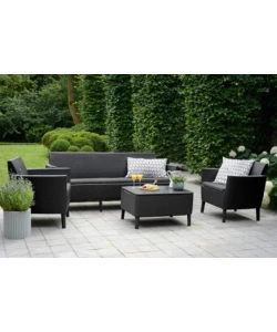 DIVANO DA ESTERNO A 3 POSTI "SALEMO LOUNGE" COLORE GRAFITE, 187X66,5X76 CM - KETER