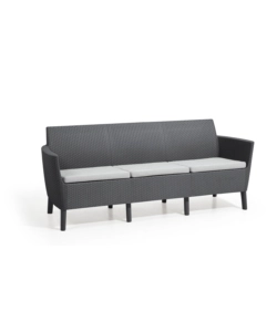 DIVANO DA ESTERNO A 3 POSTI "SALEMO LOUNGE" COLORE GRAFITE, 187X66,5X76 CM - KETER