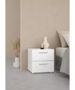 COMODINO 2 CASSETTI "PEPE" BIANCO 40X40,2X42,3 CM