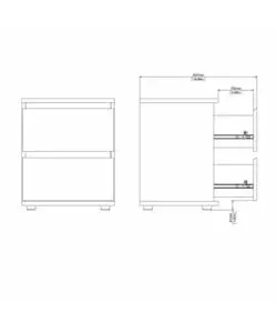 COMODINO 2 CASSETTI "NOVA" BIANCO 40,2X34X48,2 CM