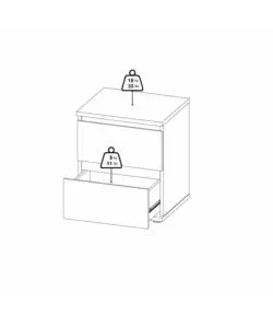 COMODINO 2 CASSETTI "NOVA" BIANCO 40,2X34X48,2 CM