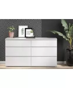 CASSETTIERA "NOVA" CON 6 CASSETTI BIANCA, 153X83X50 CM