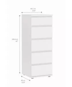 CASSETTIERA "NOVA" CON 5 CASSETTI BIANCO, 40X106X40 CM