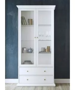 VETRINA "PARIS" 2 ANTE IN VETRO E 2 CASSETTI, 96X200X46 CM